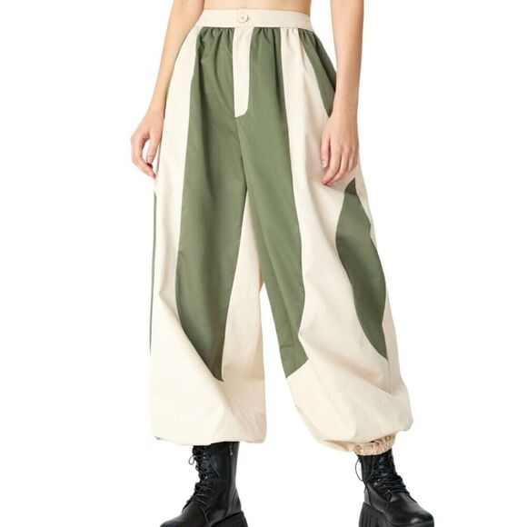 Cider Woven Patchy Jogger Pant Cream Green Size Large0 - Picture 9 of 16